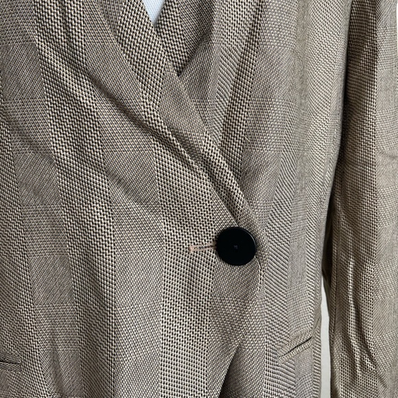 Christian Dior Blazer Jacket buttons no collar shoulder pads pockets checker - Picture 2 of 12